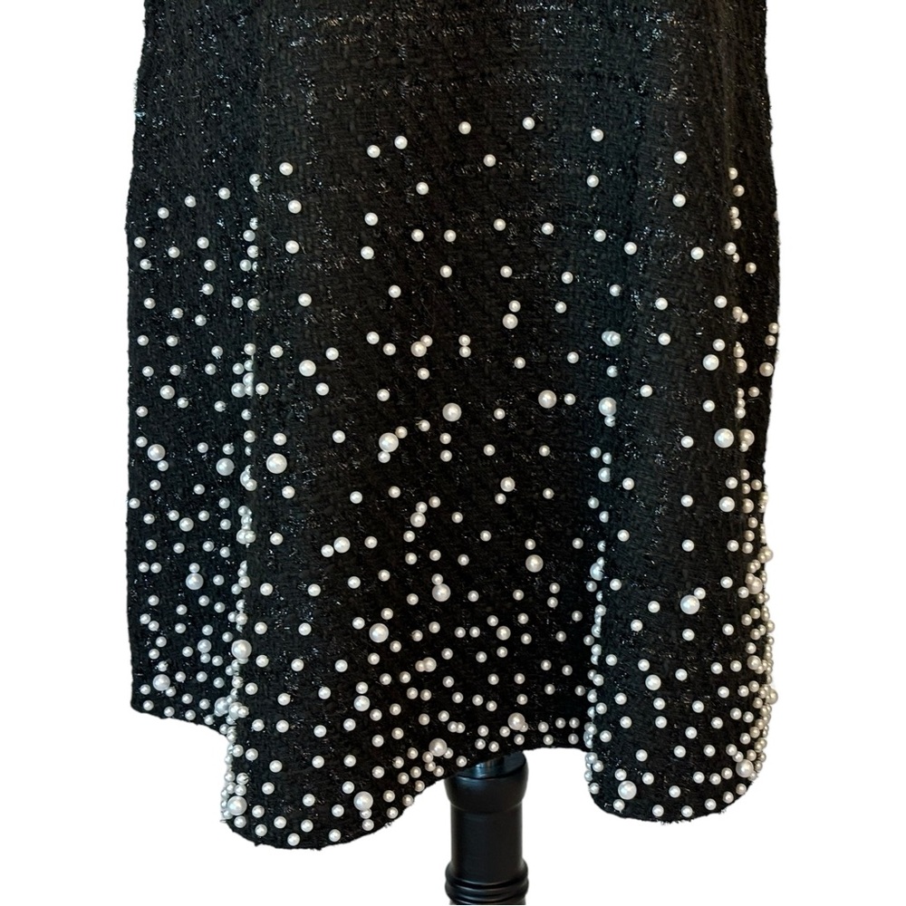 Tweed Pearl Embellished Shift Dress Small - Picture 9 of 16